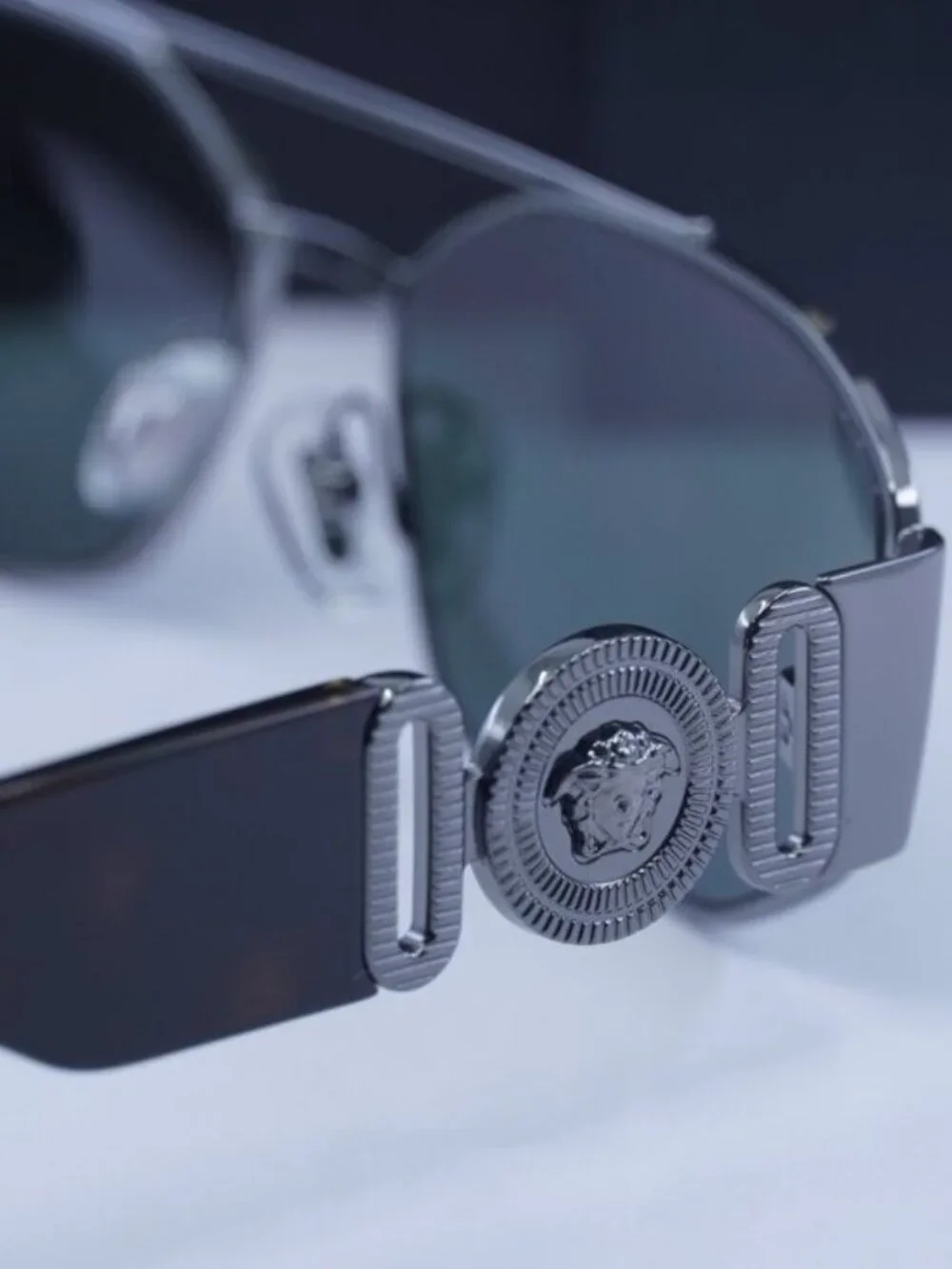 Versace VE2287 100171 Rectangle Sunglasses – Gunmetal / Grey
